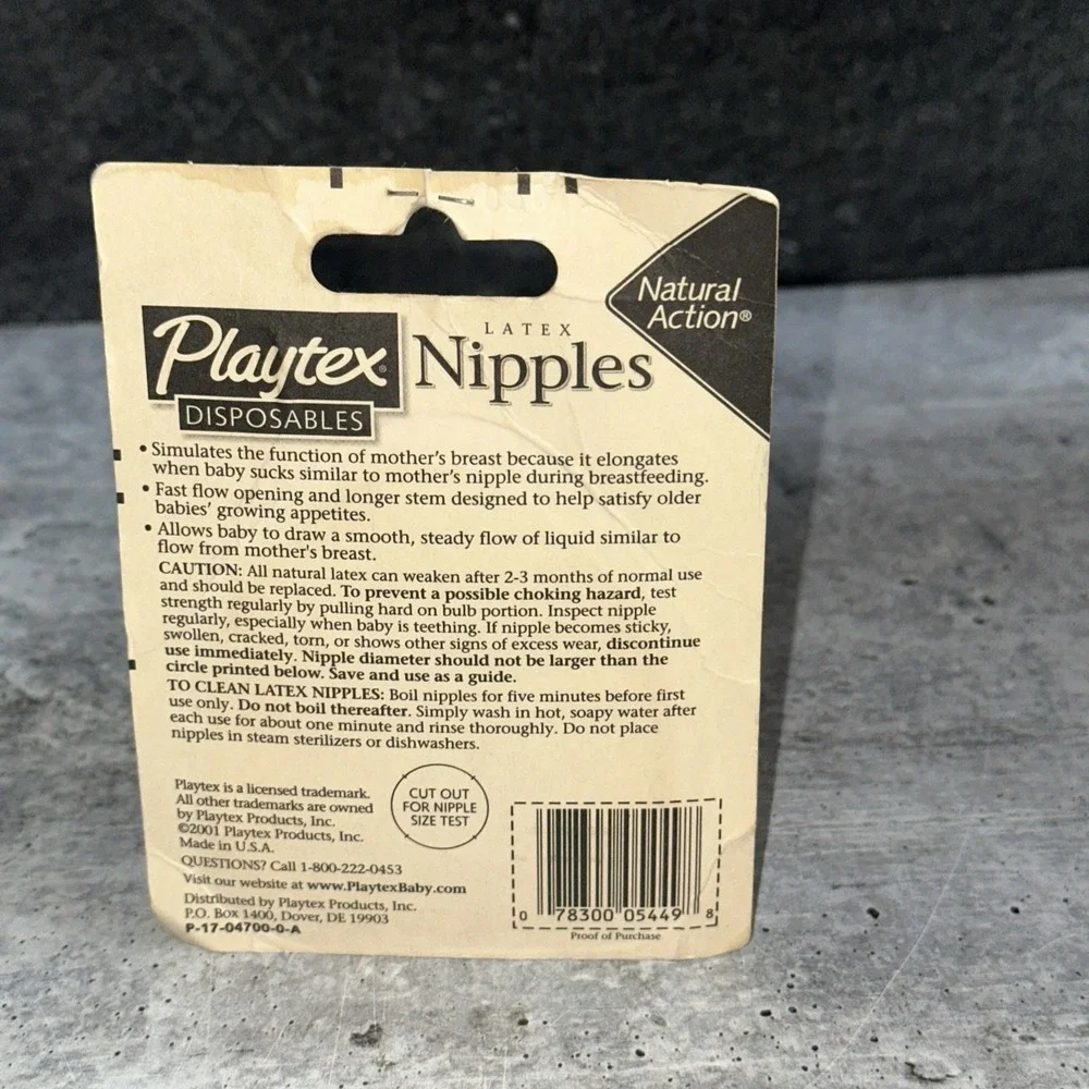Vintage Playtex Natural Action Flat Top Latex Baby Bottle Nipples Fast Flow  (A)